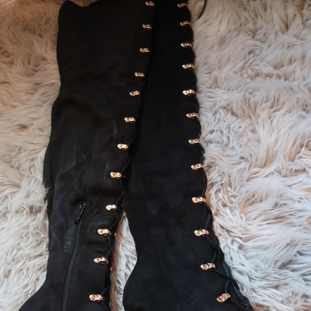 Over the knee black boots